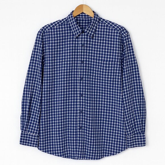 IKE BEHAR | Blue & White Plaid Buttonup Dress Shirt - Picture 2 of 6